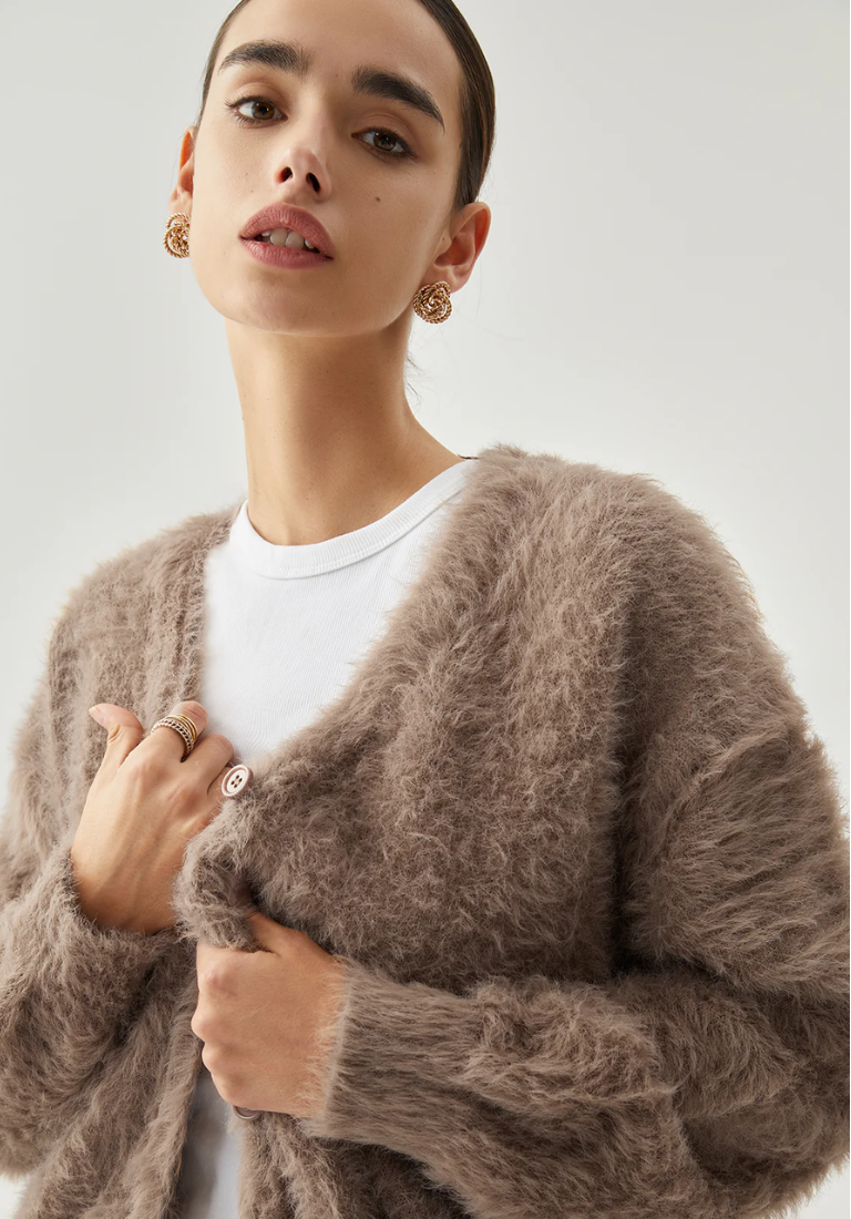 Button-down Fuzzy Cardigan